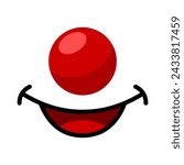 Clown red nose and mouth smile. Clown face on white background suit for face mask design or others product. Vector illustration