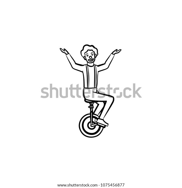 Clown Riding One Wheel Bicycle Hand Stock Vector (Royalty Free ...