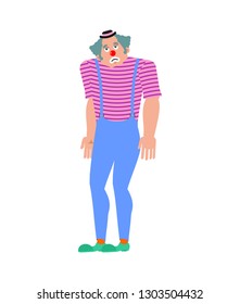 Clown sad. funnyman sorrowful. harlequin sorry. Vector illustration
