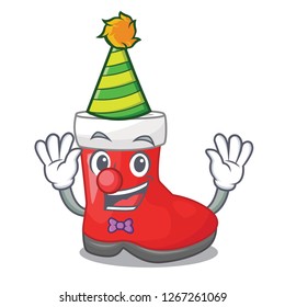 Clown santa boots in shape a cartoon
