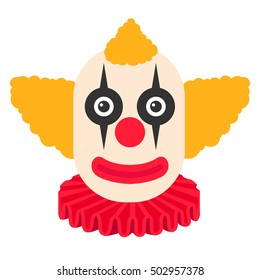 Clown scary vector cartoon with orange hair and  fearful makeup.