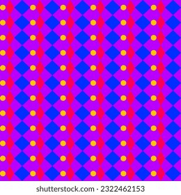 clown seamless pattern. Circus background with with blue, red and rhombus. Clown, joker or jester masquerade ornament. Vector flat illustration.