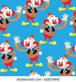 clown seamless pattern on blue