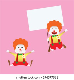 Clown set doing actions for use in advertising, presentations, brochures, blogs, documents and forms, etc.