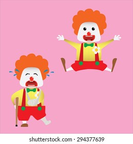 Clown set doing actions for use in advertising, presentations, brochures, blogs, documents and forms, etc.