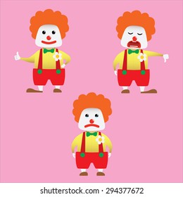 Clown set doing actions for use in advertising, presentations, brochures, blogs, documents and forms, etc.