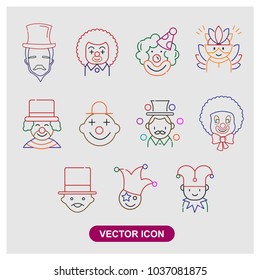 Clown Set Vector Icons