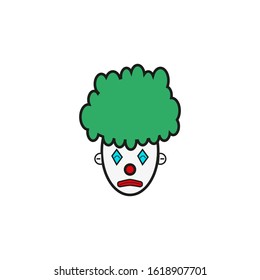 clown shaped vector icon with sad face