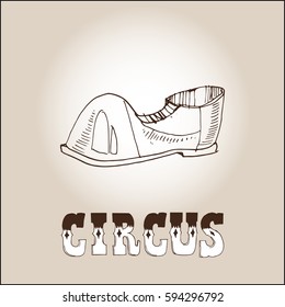Clown shoes sketch style vector illustration.  