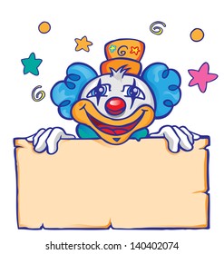 clown with signboard