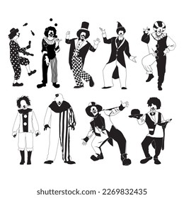 Clown silhouettes for various purposes