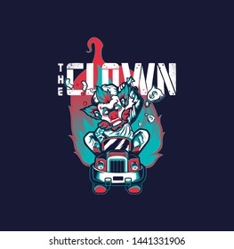 Clown Skate tshirt vector 4 colors