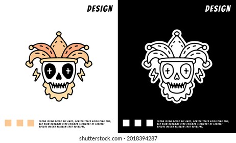 clown skull head in retro style. illustration for t shirt, poster, logo, sticker, or apparel merchandise.