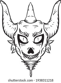 Clown Skull in high-resolution, editable vector format and suitable for coloring books