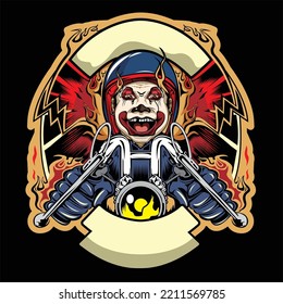 Clown skull motor club logo emblem vector