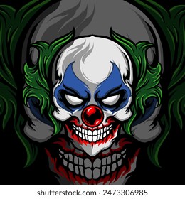 Clown skull vector design illustration