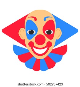 Clown smile vector cartoon with red and blue hair and makeup.