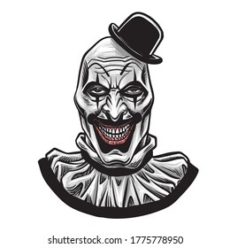 Clown smile vector illustration isolated on white background,Evil smiling character.
