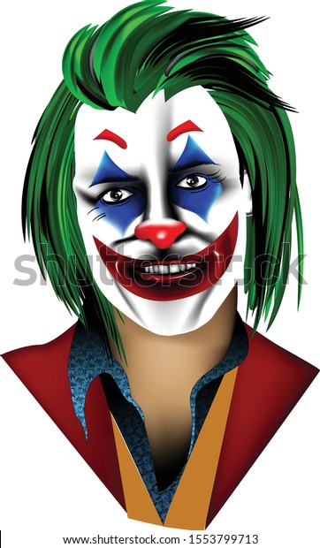 Clown Smiling Green Haired Clown Joker Stock Vector Royalty Free 1553799713