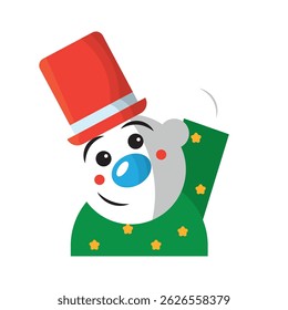 Clown smiling in red hat. Vector illustration