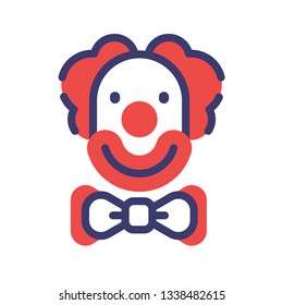 Clown smiling vector illustration in flat outline design