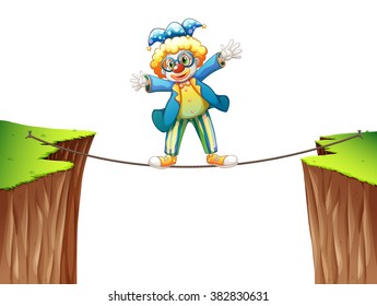Clown standing on the rope illustration