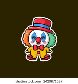 clown stickers, cartoon style, Chibi Style.