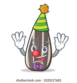 Clown sunflower seed mascot cartoon