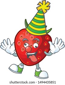 Clown sweet strawberry cartoon character for dessert