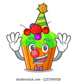 Clown tasty lemon capcake with cartoon funny