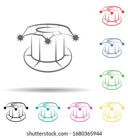 Clown top hat multi color set icon. Simple thin line, outline of theatre icons for ui and ux, website or mobile application
