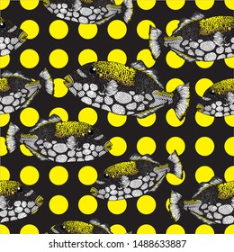 clown trigger finger on polka dots background
