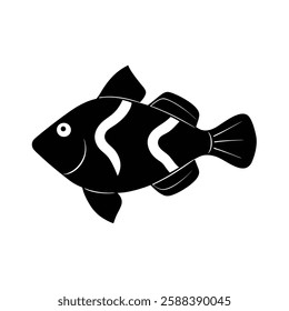 Clown Triggerfish Silhouette Vector Art Illustration and Clown Triggerfish Black Color Design