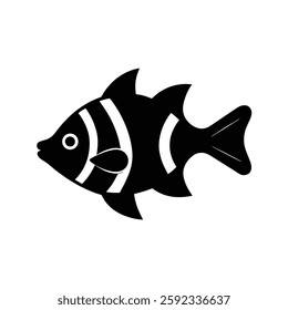 Clown Triggerfish Silhouette Vector Art Illustration and Clown Triggerfish Black Color Design