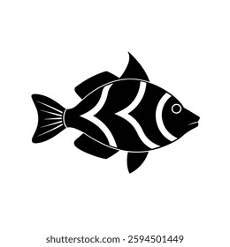 Clown Triggerfish Silhouette Vector Art Illustration and Clown Triggerfish Black Color Design