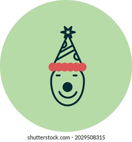 Clown Two Color Circle Vector Icon Design