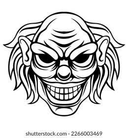 Clown vector. Black And White Clown Mascot Logo Vector Design template