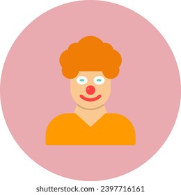 Clown Vector Icon Flat Circle Style