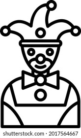 Clown Vector Line Icon Design
