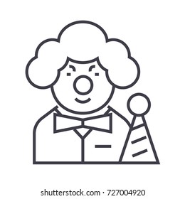 clown vector line icon, sign, illustration on background, editable strokes
