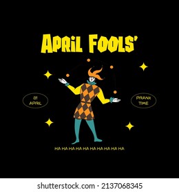 clown vector on black background to celebrate april fools