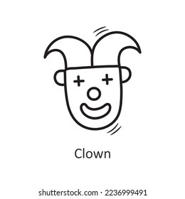 Clown vector outline Icon Design illustration. New Year Symbol on White background EPS 10 File