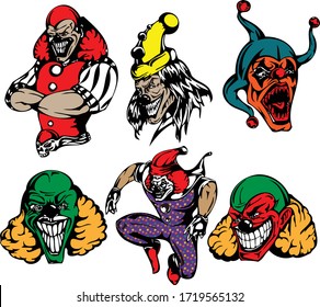 clown vector set can used graphic for media,tshirt etc