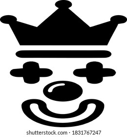 the clown is wearing a crown while smiling