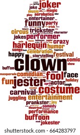 Clown word cloud concept. Vector illustration