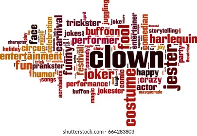 Clown word cloud concept. Vector illustration