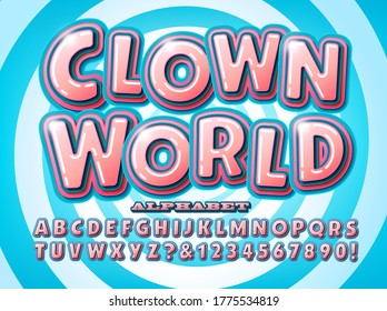 Clown World alphabet is a crazy and wacky font in bright colors.