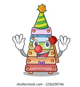 Clown xylophone with character wooden on table