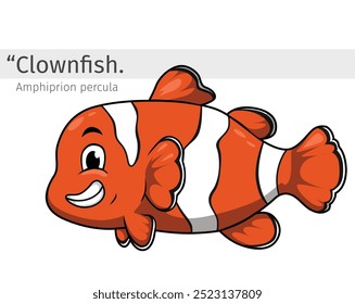 Ilustración de dibujos animados de peces payaso. animal marino aislado. Colección de ilustración animal. Personaje de dibujos animados Clownfish