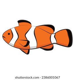 Clownfish in cartoon style and vector.